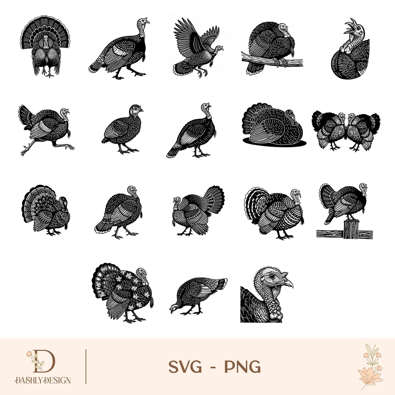 Turkey PNG, SVG bundle, Turkey Clipart, Turkey Silhouette, Turkey Cut files